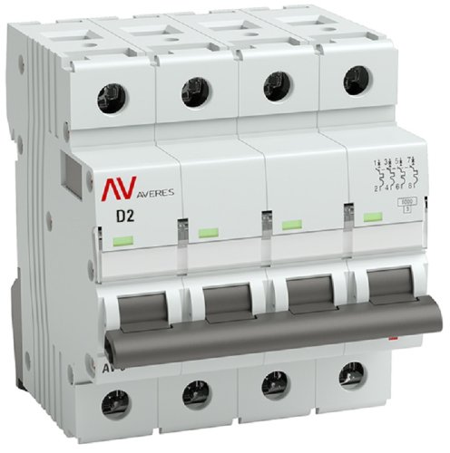 Выключатель автоматический EKF Averes AV-6 4п 2А D 6кА картинка